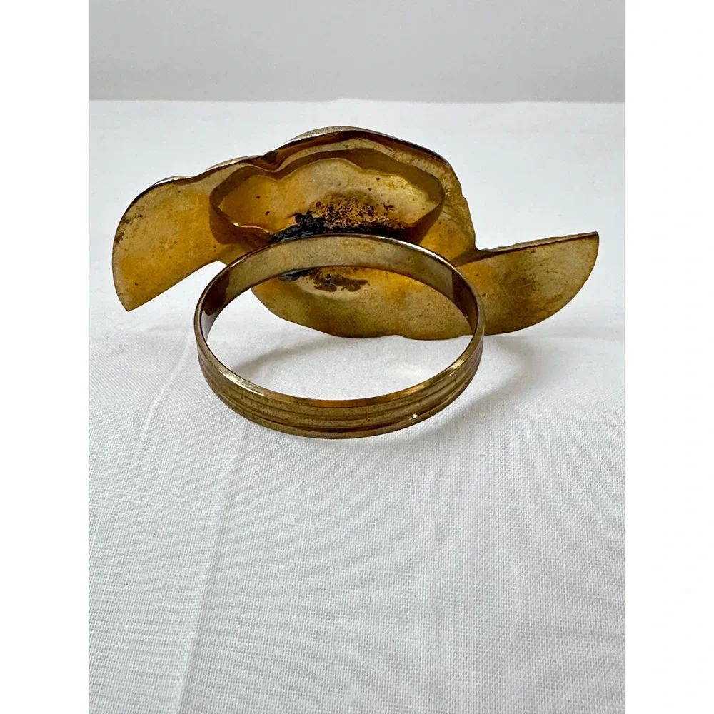 Vintage Brass Rose Napkin Rings Set of 4 Floral Leaf Gold Tone Table‎ Decor